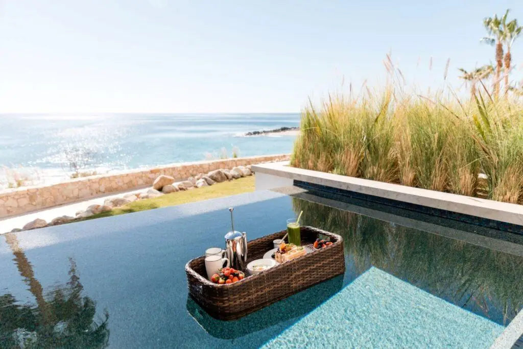 Floating Breakfast in private Plunge Pool in Los Cabos, Mexico, by Hilton