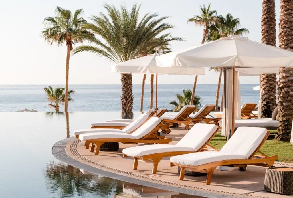 Lounge chairs by the pool